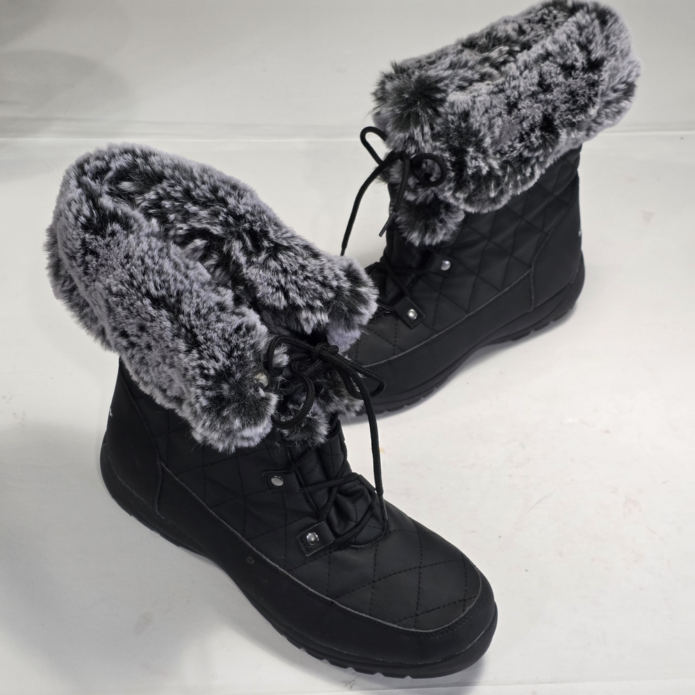 Arctic Shield Women's Black Quilted Faux Fur Winter Boots Size 11